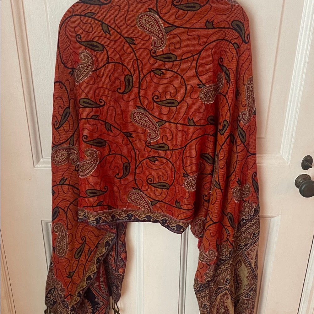 Paisley Patterned Orange Scarf